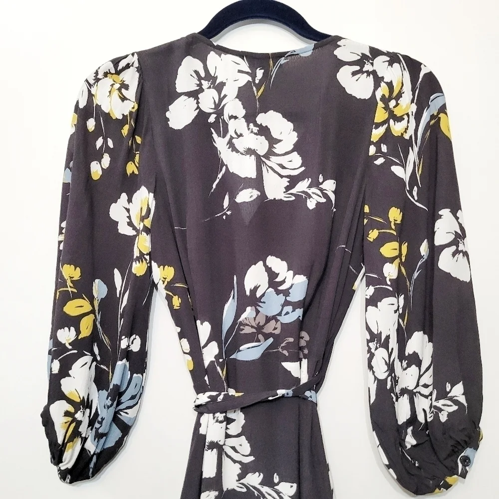 Yumi Kim Love Wins Black Floral Ruffled Wrap Dress Size Small - Picture 6 of 12